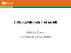 Statistical Methods in AI and ML - The University of Texas at Dallas