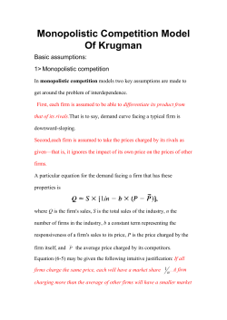 Monopolistic Competition Model Of Krugman