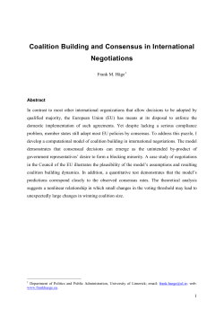 Coalition Building and Consensus in International Negotiations