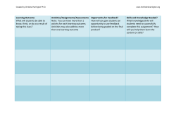 Learning Outcome What will students be able to know, think, or do