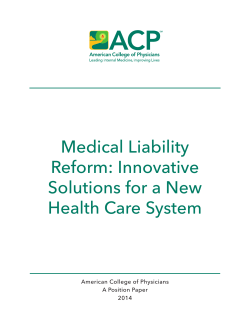 Medical Liability Reform - American College of Physicians