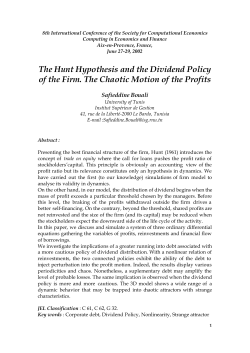 The Hunt Hypothesis and the Dividend Policy of the Firm. The