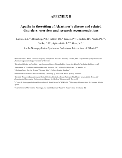 Apathy in The Setting of Alzheimer`s Disease and Related Disorders