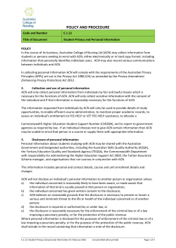 Student Privacy and Personal Information