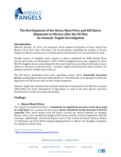 The Development of the Horse Meat Price and Kill Buyer Shipments