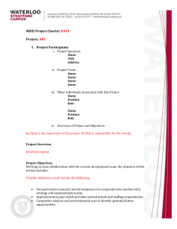 Project Charter - University of Waterloo