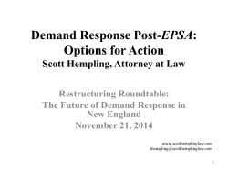 Demand Response Post*EPSA: Options for Action Scott Hempling