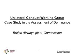 Unilateral Conduct Working Group Case Study in the Assessment of