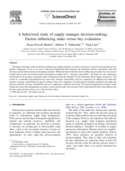A behavioral study of supply manager decision-making