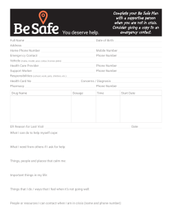 Personal and Medical Information Complete your Be Safe Plan with