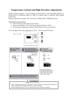 Temperature Lockout and High Elevation Adjustments