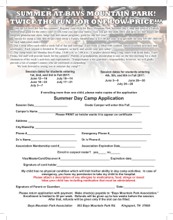 17 Day Camp form - Bays Mountain Park