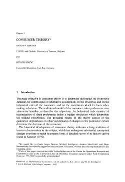 CONSUMER THEORY* 1. Introduction The main objective 6f