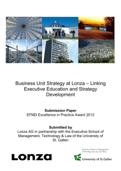 Business Unit Strategy at Lonza &ndash; Linking