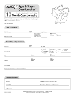 Month Questionnaire - North Arlington Pediatrics