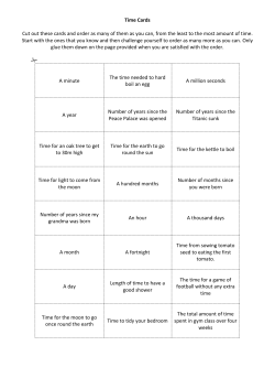 Time Cards Cut out these cards and order as many of them as you