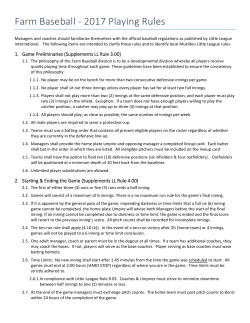 Farm Baseball - 2017 Playing Rules