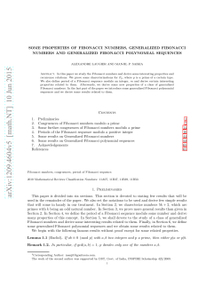 Some Properties of Fibonacci Numbers, Generalized Fibonacci