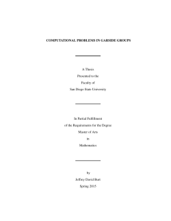 COMPUTATIONAL PROBLEMS IN GARSIDE GROUPS A Thesis