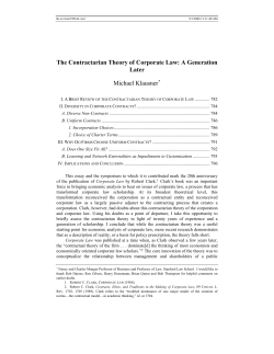 The Contractarian Theory of Corporate Law