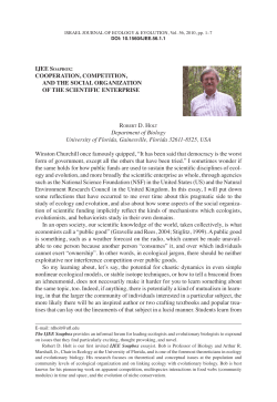 IJEE SOAPBOX: COOPERATION, COMPETITION, AND