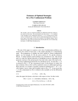 Existence of optimal strategies for a fire confinement problem