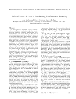 Roles of Macro-Actions in Accelerating Reinforcement Learning