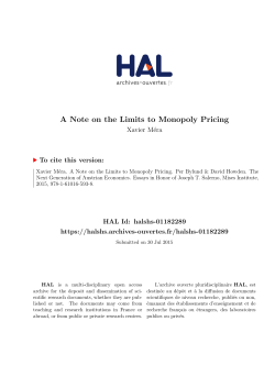 A Note on the Limits to Monopoly Pricing - Hal-SHS