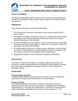 Sport and Recreation Code of Conduct