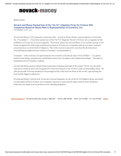 Novack and Macey Named One of the &ldquo;GoTo&rdquo; Litigation Firms for
