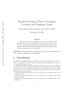 Random Stopping Times in Stopping Problems and Stopping Games