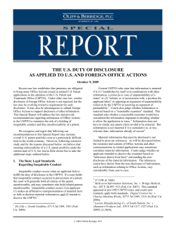 The U.S. Duty of Disclosure As Applied To U.S. and