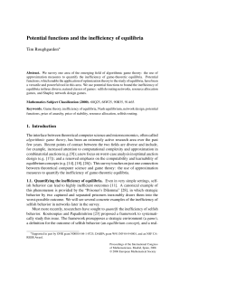Potential functions and the inefficiency of equilibria