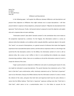 Millianism-Descriptivism