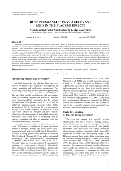does personality play a relevant role in the placebo effect?