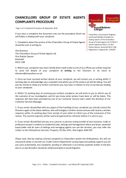 chancellors group of estate agents complaints procedure