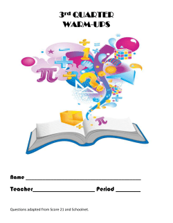 3rd Quarter Warm Ups