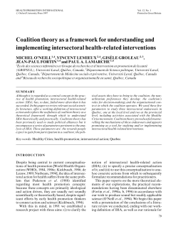 Coalition theory as a framework for