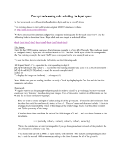 Perceptron learning rule: selecting the input space