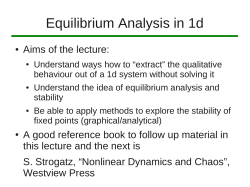 Equilibrium Analysis in 1d
