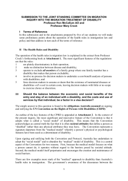 Disability and Australian Migration Law