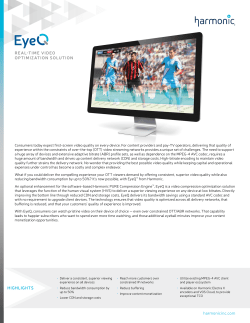 harmonicinc.com REAL-TIME VIDEO OPTIMIZATION SOLUTION