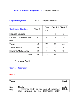MASTER OF SCIENE PROGRAMME IN ANATOMY