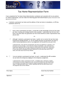 Tax Home Representation Form