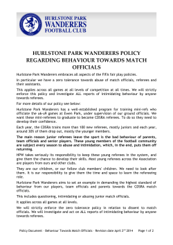 Behaviour Towards Match Officials