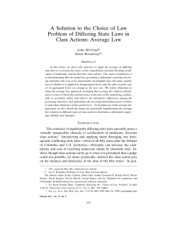 A Solution to the Choice of Law Problem of Differing State Laws in