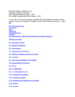 Real Estate Industry Arbitration RULES (Including a Mediation