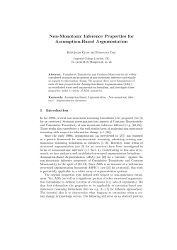 Non-Monotonic Inference Properties for Assumption