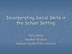 Incorporating Social Skills in the School Setting