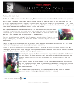 Pakistan: Asia Bibi in Court